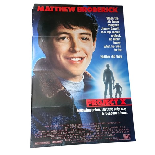 vintage Mathew Broderick project X 1987 movie poster 27" x 40"