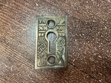 Small Antique Victorian Brass Ornate Key Hole Escutcheon