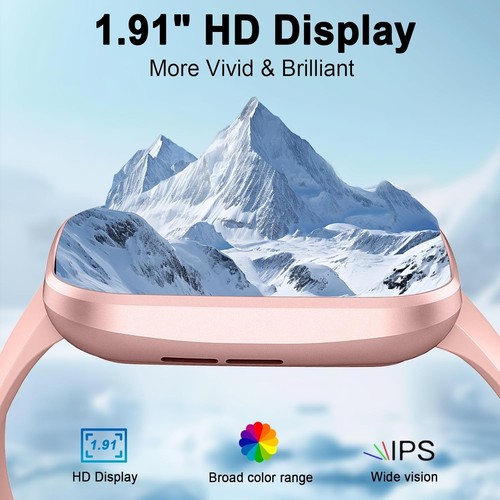 Smart Watch, 2025 HD 1.91" Smartwatch for Men Women with Answer/Make Calls,Pink - 第 2/6 張圖片