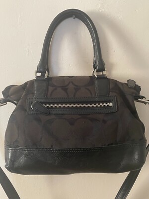 COACH Black Signature Canvas Legacy MOLLY Satchel Shoulder Bag | eBay