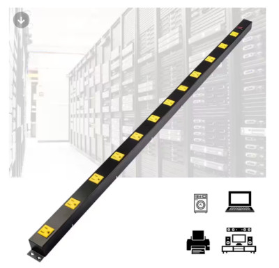 Power Strip 12 Outlet 4 FT Metal Cord Switch Long Bench Desk Indoor Work