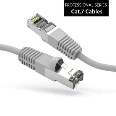 1Ft CAT7 Shielded (SSTP) 600MHz Ethernet Network Booted Cable Gray
