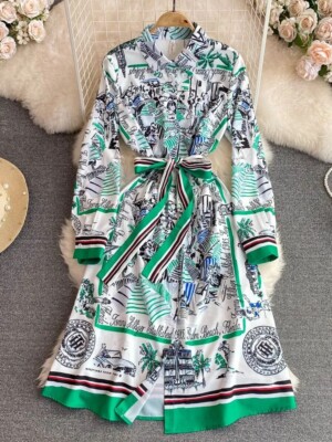 knee length dresses for ladies Wherever I Go Light Blue Stripe Smocked Waist Maxi Shirt Dress