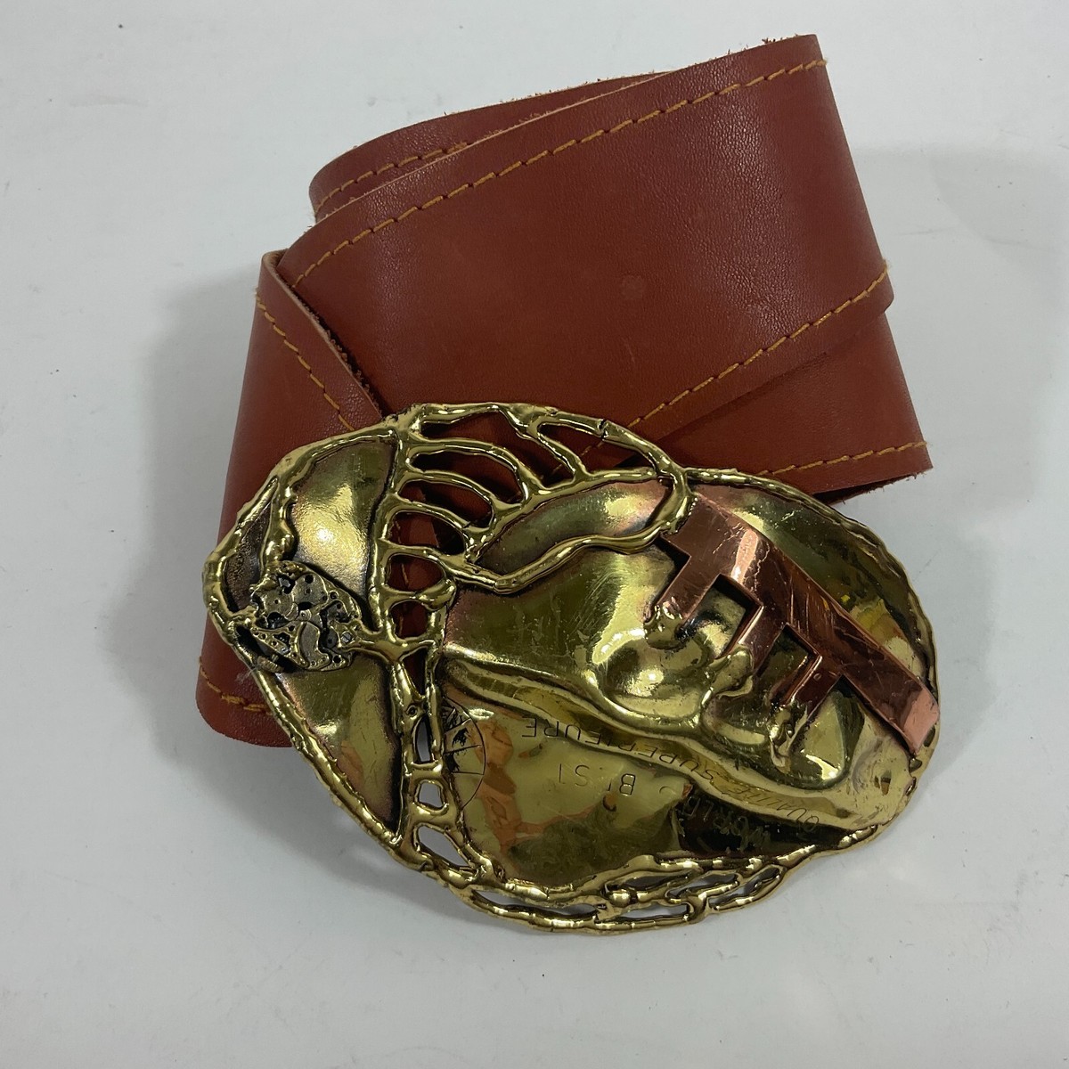 Abstract Sculpture Copper and Brass Belt Buckle, Artisan  display picture 3