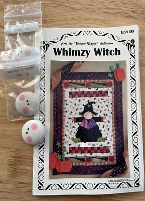 Whimzy Witch Pattern ~ Button Noggin Collection By Hearthsewn ~ Halloween Theme