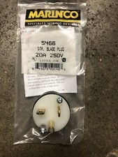 New 5466, MARINCO 3W Sb Plug 20A 250V 2P. Made In USA