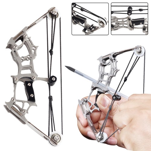 6" Mini Compound Bow 4Pcs Arrows Kit Target Shooting Archery Pocket Bow Gift Toy - Picture 3 of 13