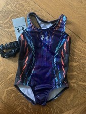 UNDER ARMOUR GIRLS NWT FUSE MOPTIVATE LEOTARD CHILD XS FREE SCRUNCHY 6335 BLUE
