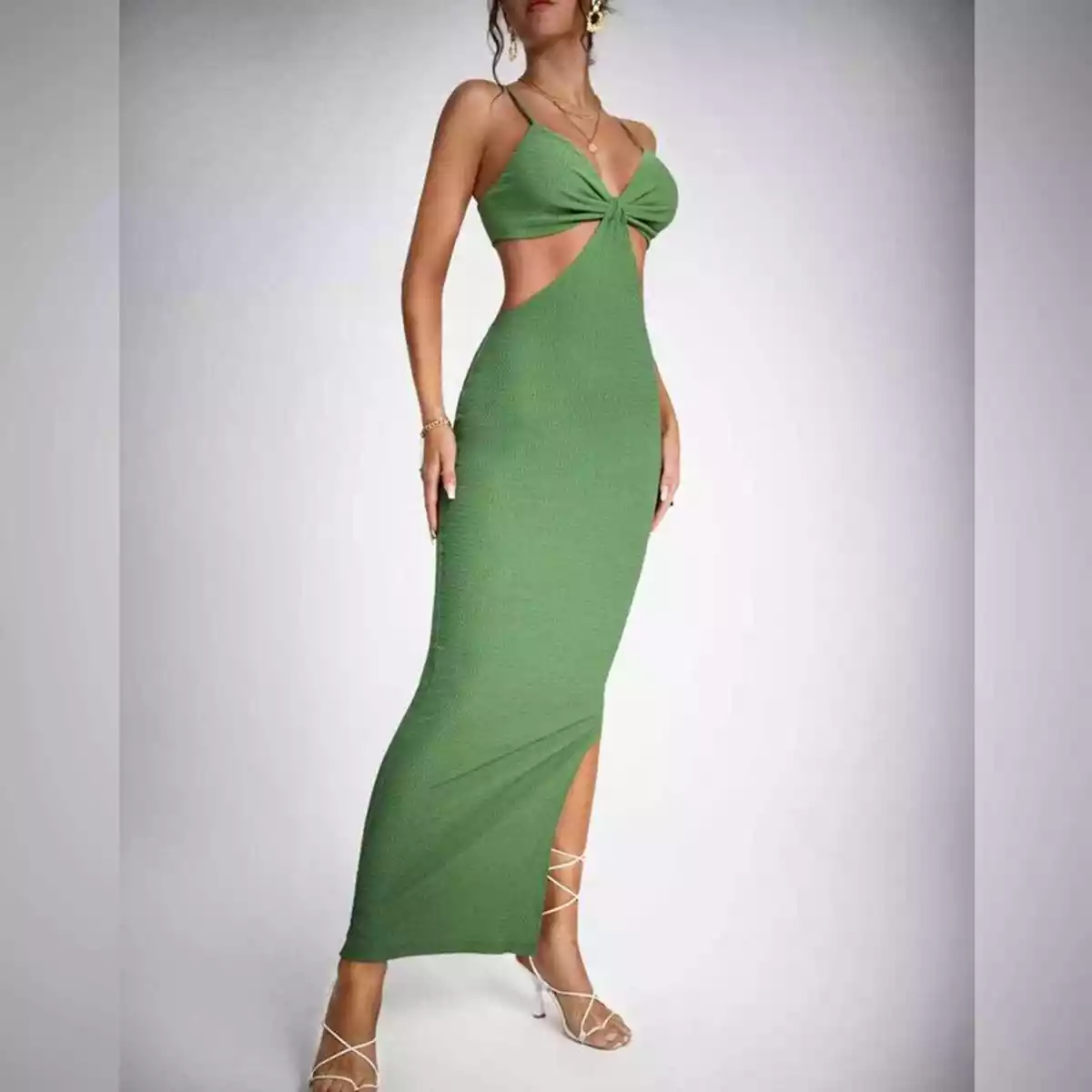 Shein green maxi dress sale