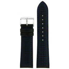 Sport Watch Band Leather Black Blue Stitching Small Holes Prevent Perspiration