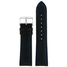 Sport Watch Band Leather Black Blue Stitching Small Holes Prevent Perspiration