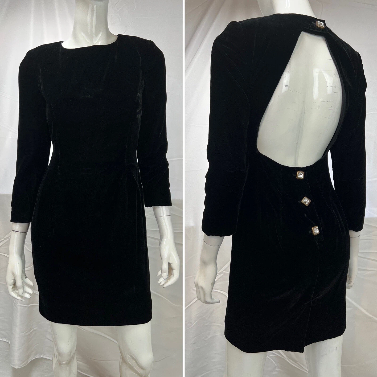 UNDERCOVER Abito tubino vintage Moda Int’l Victoria’s Secret 4 nero velluto schiena aperta