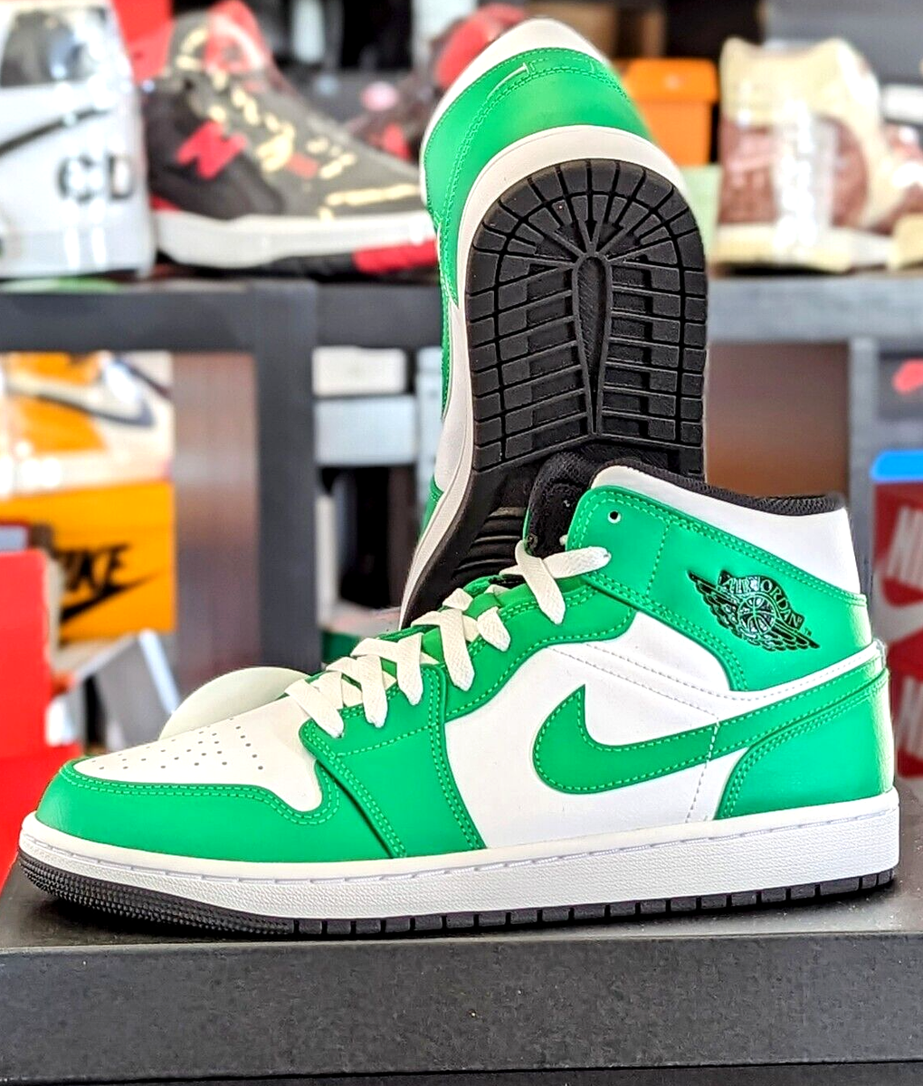 Nike Nike Air Jordan 1 Mid Shoes Lucky Green White Black DQ8426