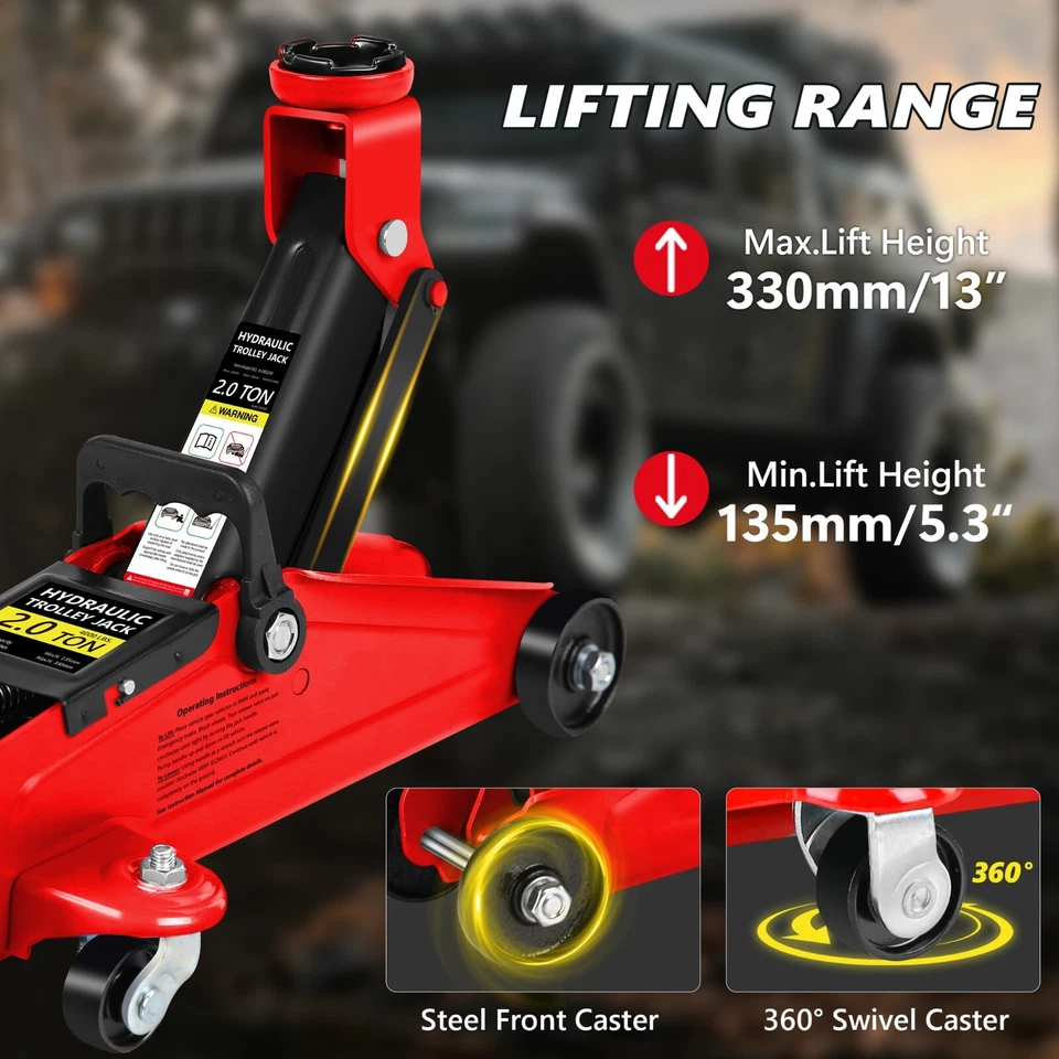 2T Hydraulic Trolley Car Jack with 2 Ratchet 3 Ton Jack Stands, Truck Jack Combo Foto 3 de 4