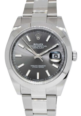 NOS Rolex Datejust 41 SS Rhodium Index Dial Oyster Mens Watch B/P '21 126300