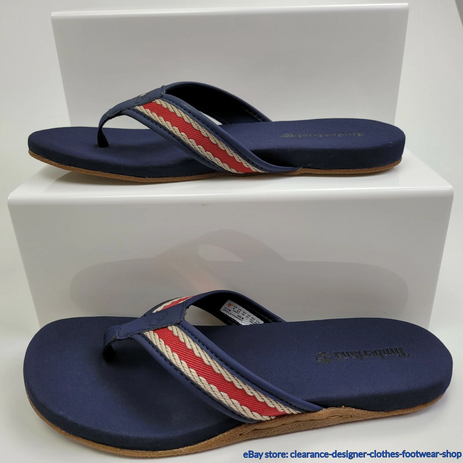 Timberland Premium sandali tanga slide uomo memory foam blu navy UK8 UK8.5 E43