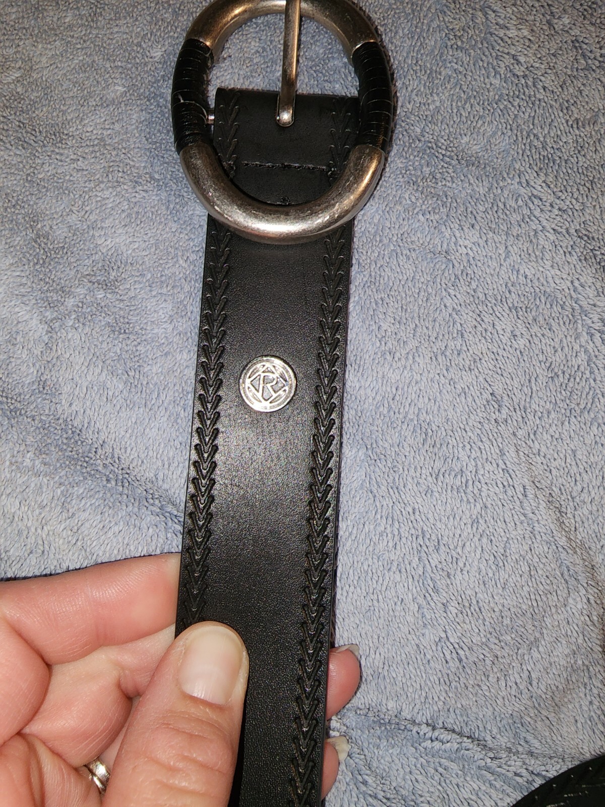 Vintage Relic Black Belt Silver Buckle rlj6213001 Siz… Gem