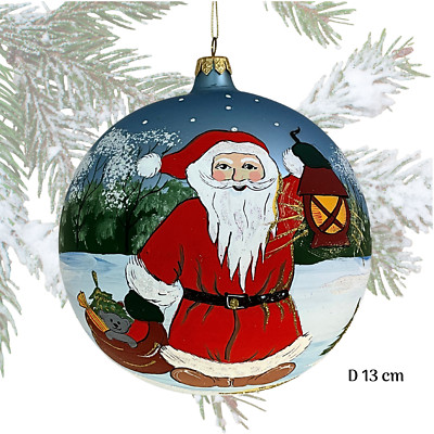 Weihnachtskugel mundgeblasenes Glas handbemalt D 13 cm Baumschmuck Weihnachtsbaum