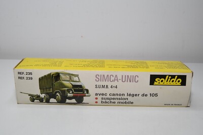 B69 1:43 ORIGINAL LEERKARTON SOLIDO 235 239 SIMCA-UNIC 4X4 MIT CANON EXC. ZUS...
