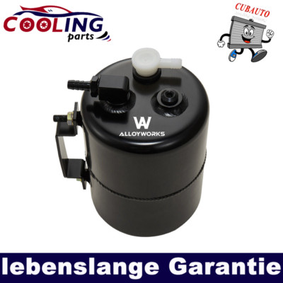 Aluminium 2L Brake Vacuum Reservoir Tank Can & Mounts Fittings Universal SCHWARZ