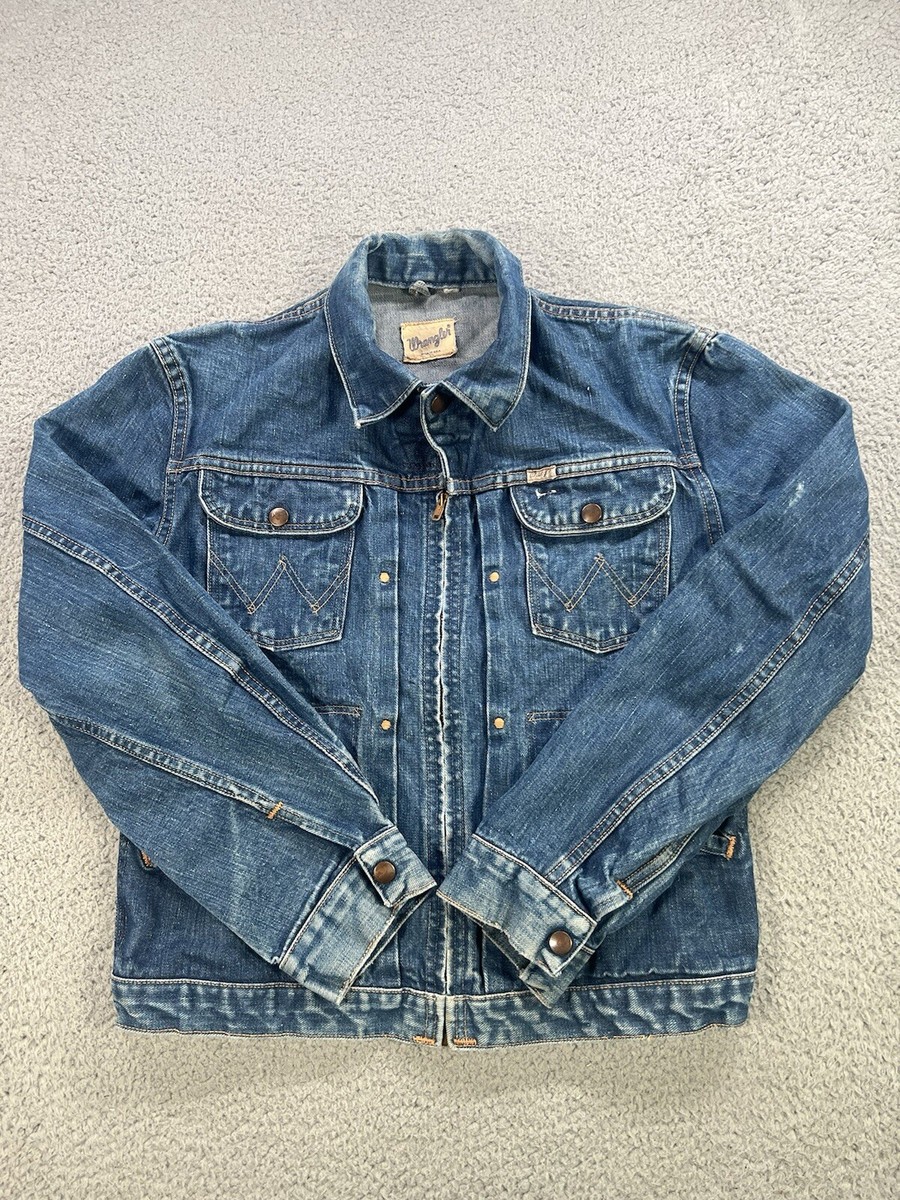 VINTAGE Wrangler Denim Jacket 38 Blue 24MJZ Blue Bell Talon Zipper 