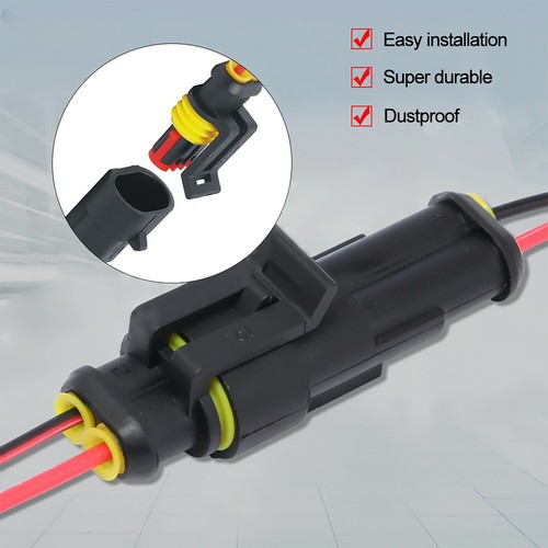 10X Car Waterproof Electrical Wire Cable Connector Male Female 2Pin Way Plug Kit - Picture 2 of 8