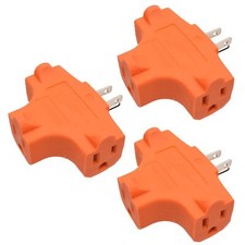 Heavy Duty Power Extender 3-Prong Triple Outlet T Direction 3 Pack Orange 15A