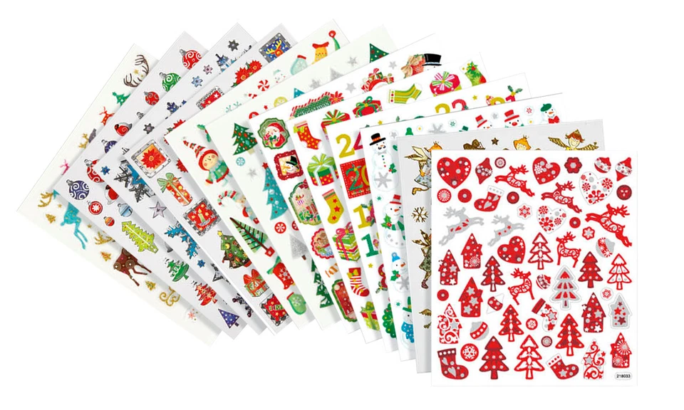 Sticker-Heft Weihnachten 12 Blatt 5,4cm x 5cm Durchmesser 5mm selbstklebend