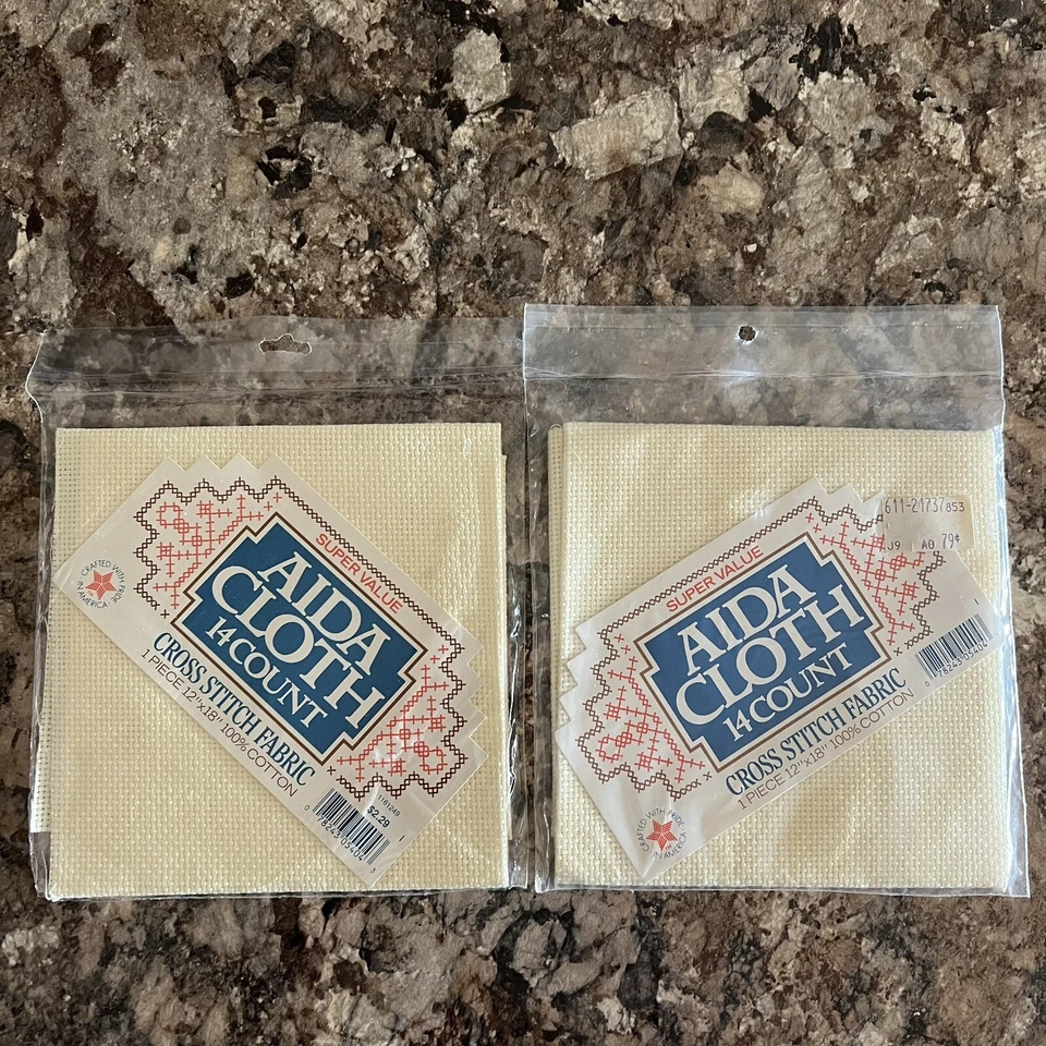 十字绣织物 14 件套装 4 件 12x18 合 2 Aida 2 无品牌米色/白色 — 第 3/4 张图片