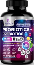 Daily Probiotic and Prebiotic Supplement 60 Billion CFU 10 Diverse Strains