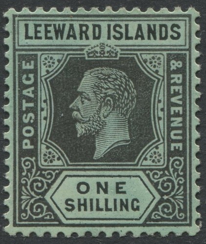 Leeward Islands KGV 1912 SG54a 1/- Black-(em)green with white back MM Cat £90 - 第 1/2 張圖片