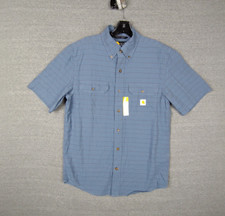 NEW Carhartt Mens Shirt Small Blue Stripe Twill Button Work Wear Outdoor Casual
