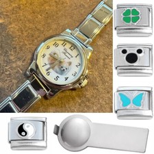 Tropical Woman Italian Charm Watch with Bracelet Tool Stainless Steel Links