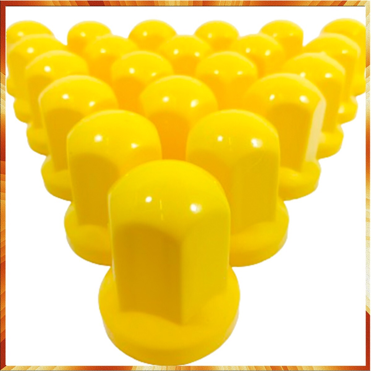 Enjoliveurs Roue Camion 22,5 Cache-boulons De Roue En Plastique Jaune - Lot De 2, Diamètre Total 43 Cm - Pour Remorques, Camions, Facile à Installer Cache Boulon De Roue 17mm