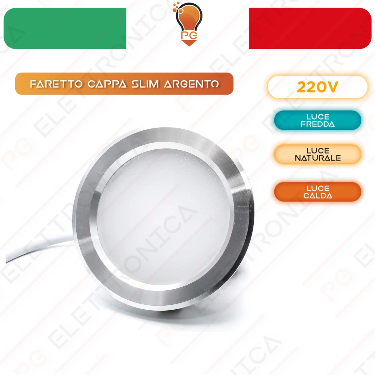 Faretto LED Da Incasso Ultra Piatto 12V 3W – Foro 55mm, Cavo 2m, IP44, Bianco Caldo 3000K, Per Mobili E Specchi