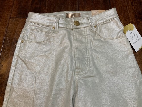 KUT from the Kloth White/Silver Luxe Coating Cigarette Leg Denim Jeans Sz 0 NWT! - Picture 2 of 9