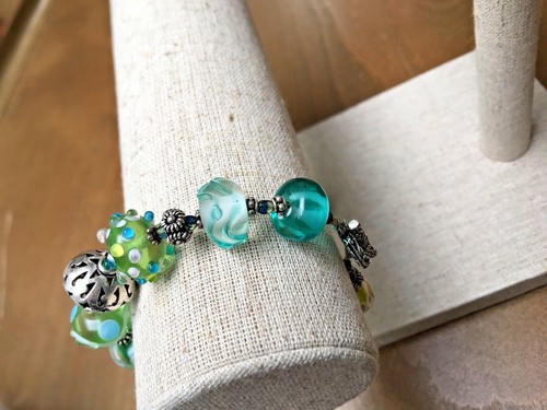 Bracelet Sterling Silver Lamp Work Venetian Glass Wedding Cake Estate - Picture 6 of 7