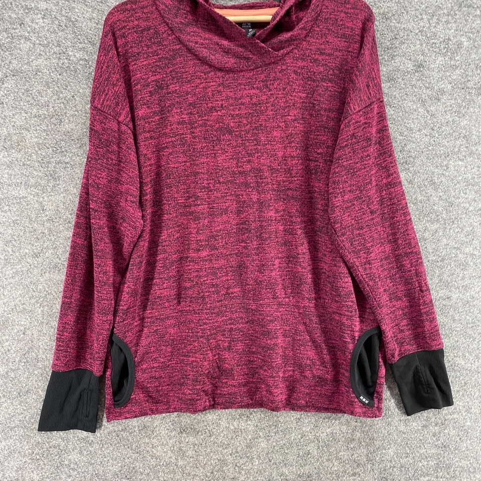 RBX Activewear толстовка с капюшоном женщин 1 X плюс фиолетовый с капюшоном длинным рукавом пуловер v-образным вырезом - Изображение 4 из 4