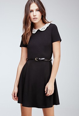 black dress white collar peter pan