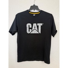 CAT Caterpillar Logo T Shirt Black Men's Size Large Short Sleeve Cotton
