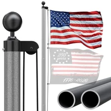 25FT Heavy Duty Flag Pole Kit - Extra Thick 13 Gauge 13 GUAGE- SPACE GREY