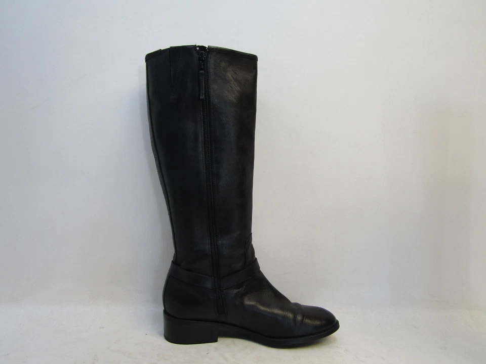 Botas de moda Ralph Lauren para mujer talla 8,5 B de cuero negro con cremallera 16" hasta la rodilla Foto 4 de 4