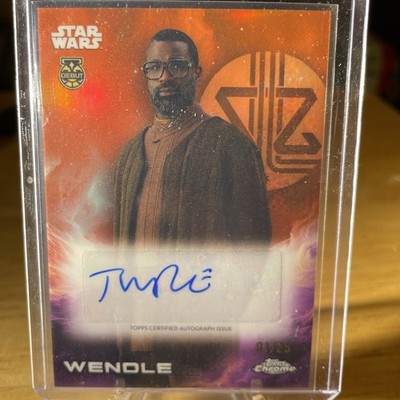2025 Topps Chrome Star Wars A-TAD Tunde Adebimpe As WENDLE Orange 1/25 Auto