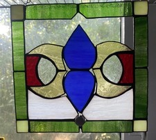 Beautiful 8  Sq Handmade Stained Glass sun catcher. Rainbow Of Colors