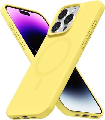 iPhone 14 Pro Max Case Silicone Mag Safe Ultra Slim Thin Magnetic Phone Case Yel
