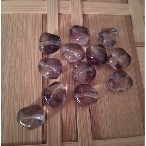 Lot of 10 Purple Swirl Lampwork Glass Beads Artisan Jewelry Making Supplies