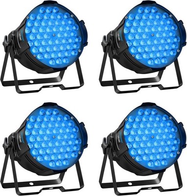 BÜHNENLICHT 54X3W RGB 3-IN-1 LED PAR LEUCHTEN DMX SOUND AKTIVIERT 4ER PACK BEST ONE