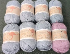 Lot Of 7 Queensland Collection Joey's Baby Silk/Wool/Bamboo BABY BLUE 164 YDS EA