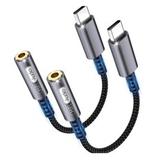 Adapter USB C auf Klinke 3.5mm - 2 Stück, HiFi DAC Dongle, Grau