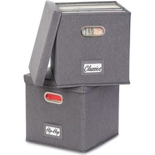 Decorative Vinyl Record Storage Box for 50 Single Records - Sturdy and Easy ...